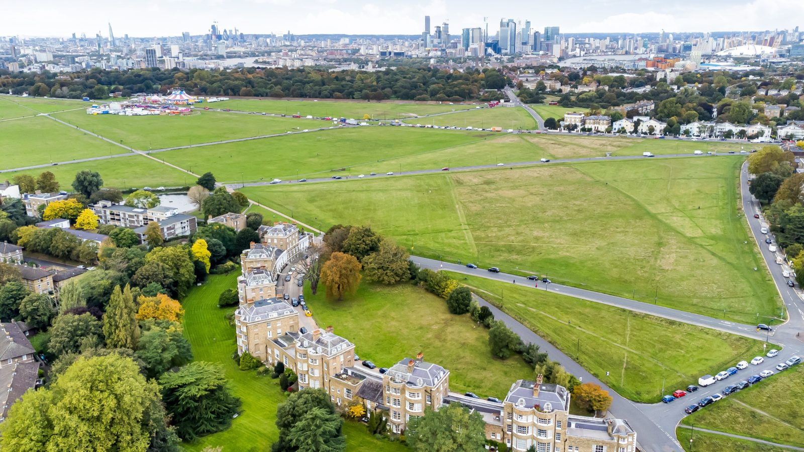 Drone photograph of Georgian property on the edge of Blackheath London