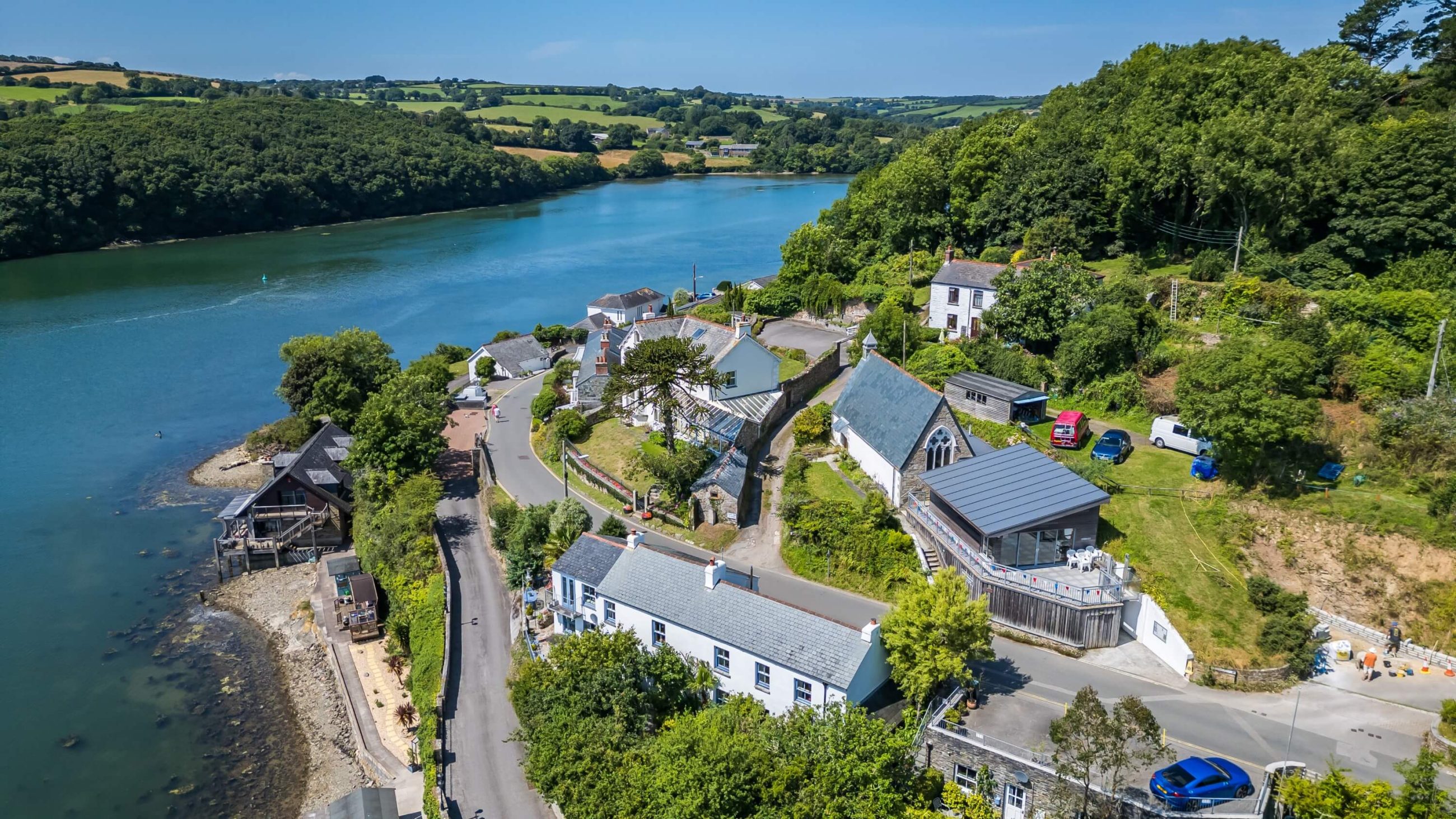 Drone photograph of Devonshire estuary property