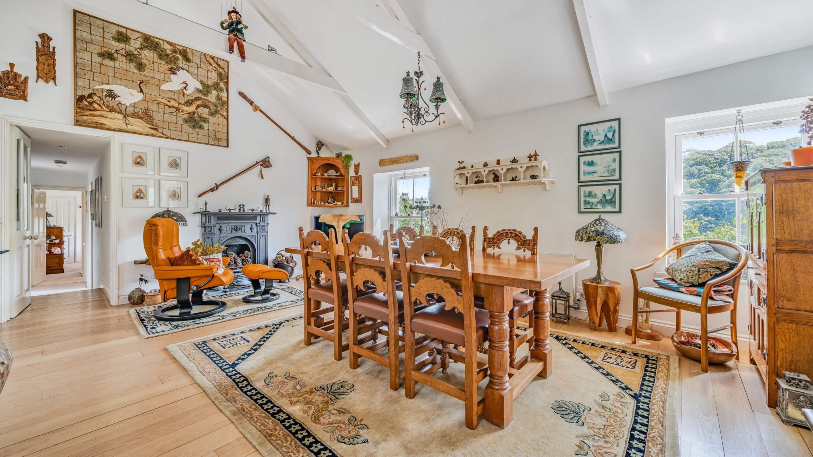 Property photography of dining room interiors of riverside home