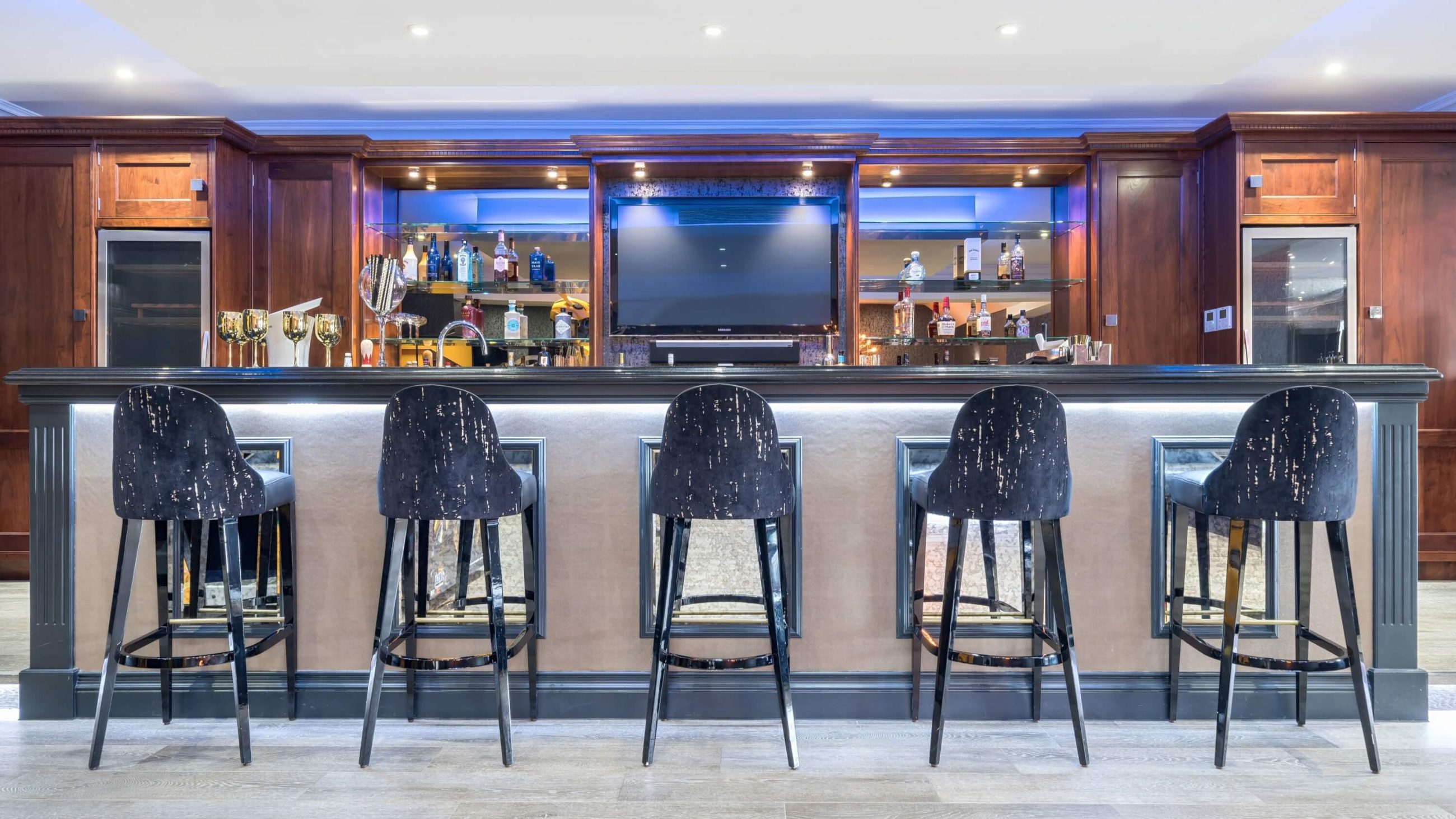 Modern in-house bar of luxury property photography