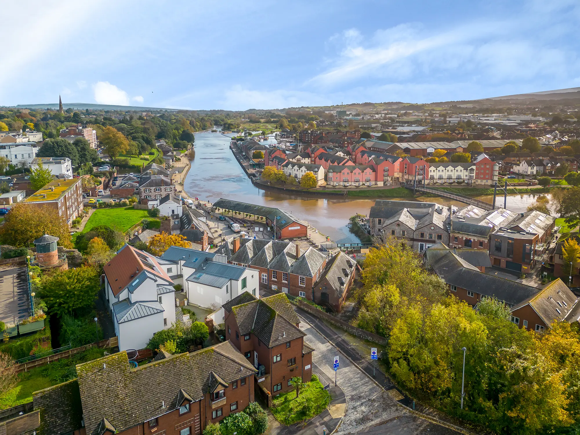 Devon riverside drone property photography