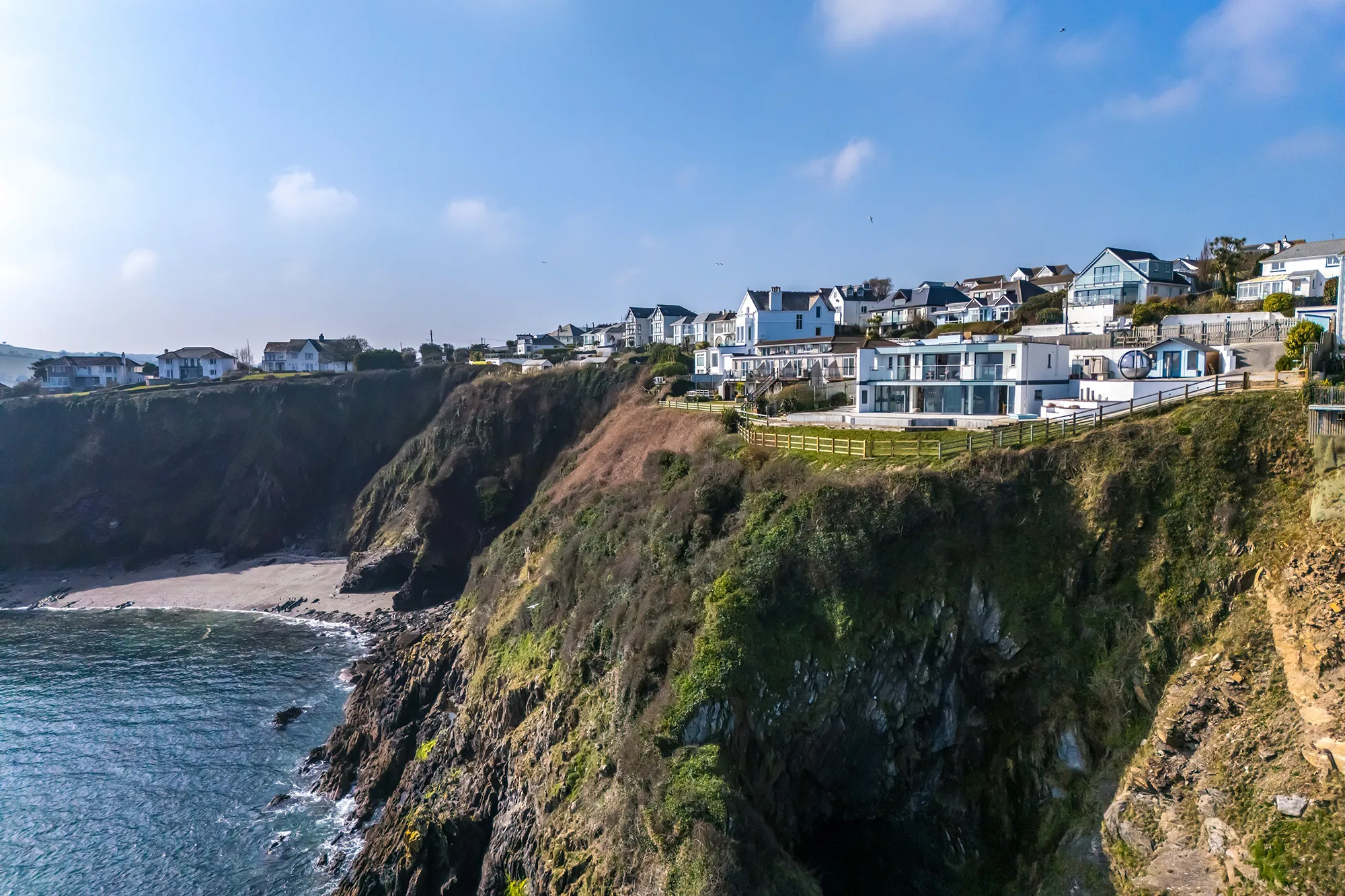 Drone cliffside property photography